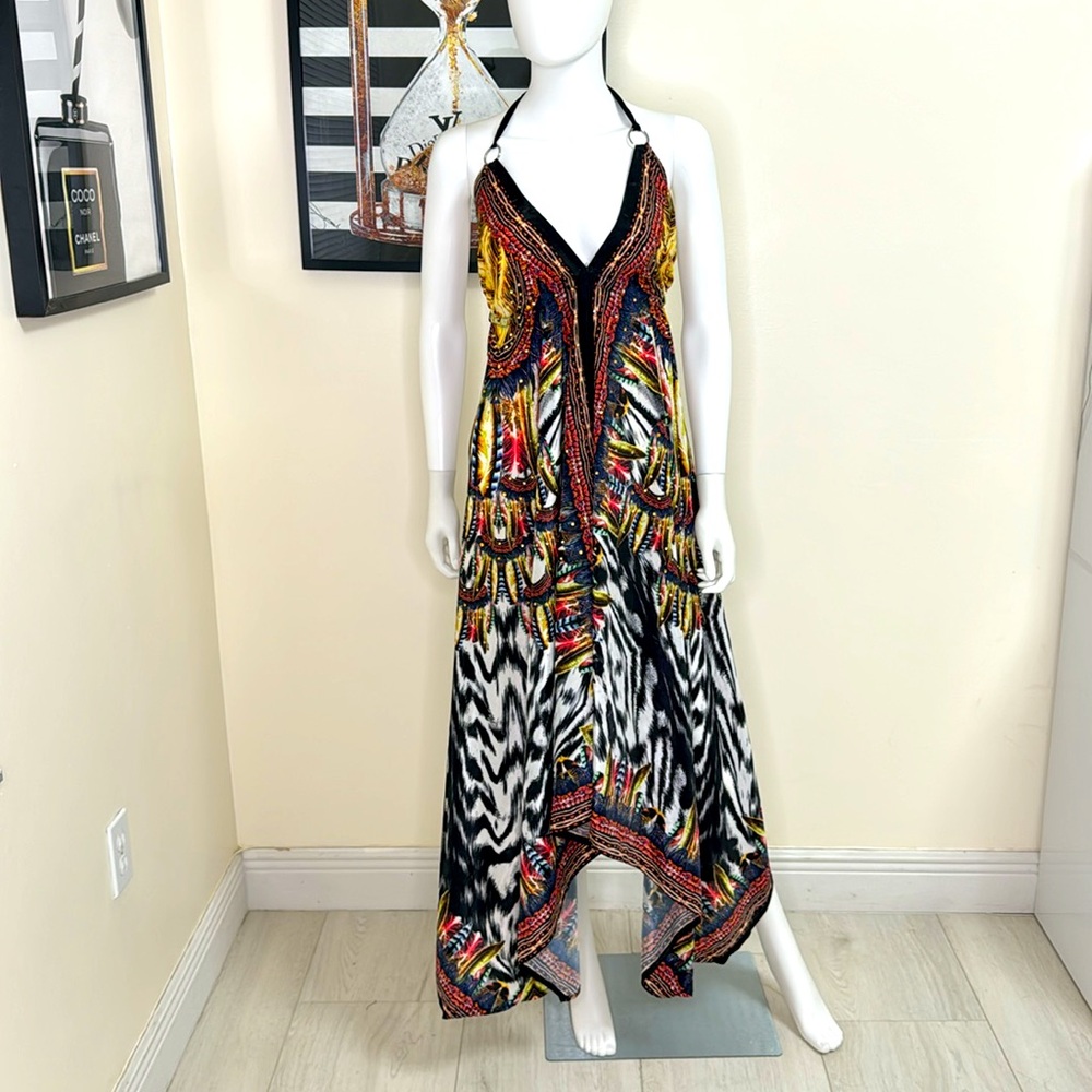 Celina Multi Color tie up backless Maxi Dress- Free Size